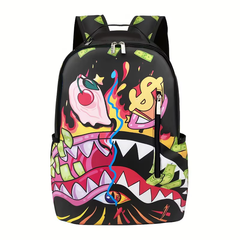Sac à dos polyvalent avec un design à motifs peints au pistolet de style hip-hop, un sac de transpor