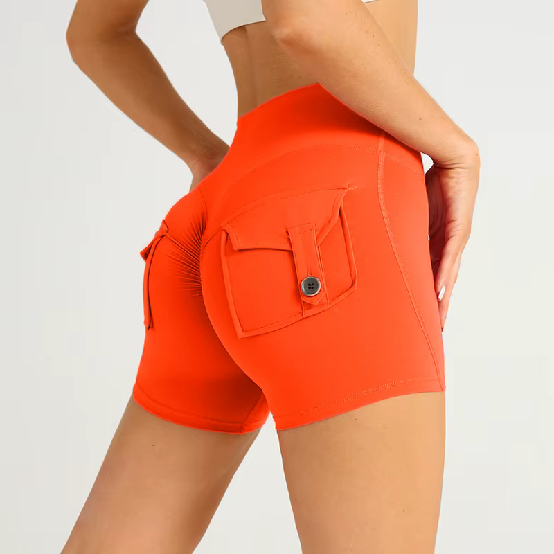 Shorts de sport pour femmes, taille haute, élastiques, effet push-up, avec poches, respirants, sécha