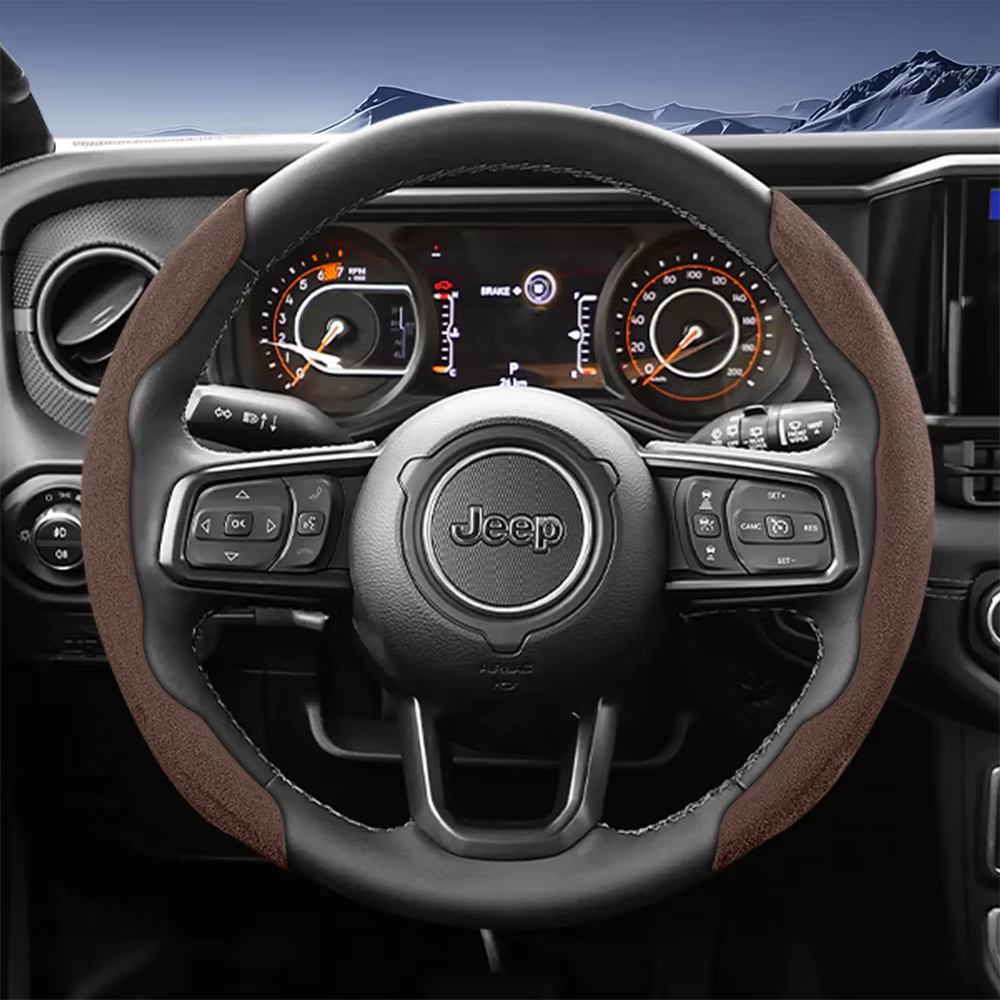 Convient pour le volant en daim Jeep Sport, style antidérapant à clipser, Grand Cherokee Compass Wra