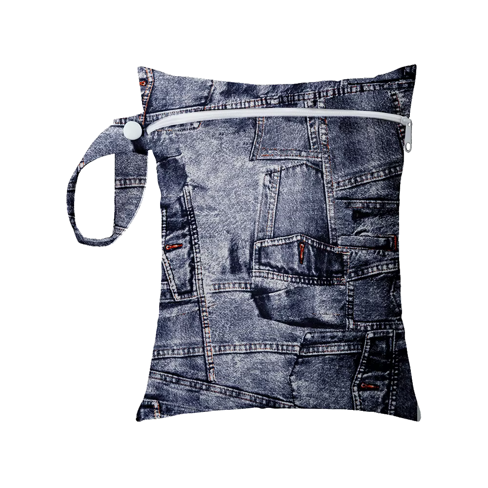 Mini taille 25x20cm sac à couches PUL étanche réutilisable sac humide imprimé poche sac à couches ra