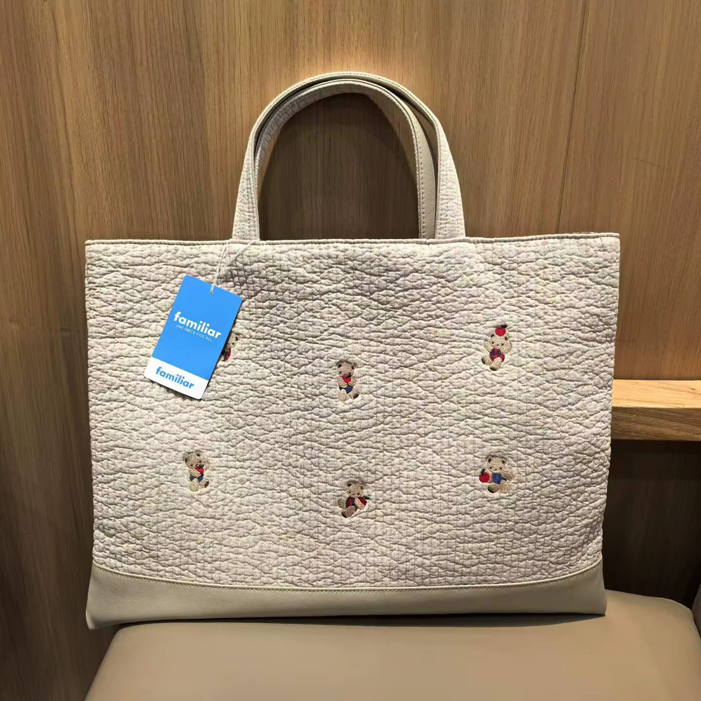 Sac à main Familair brodé, série ours de dessin animé, sac de rangement pour le shopping, Familiar