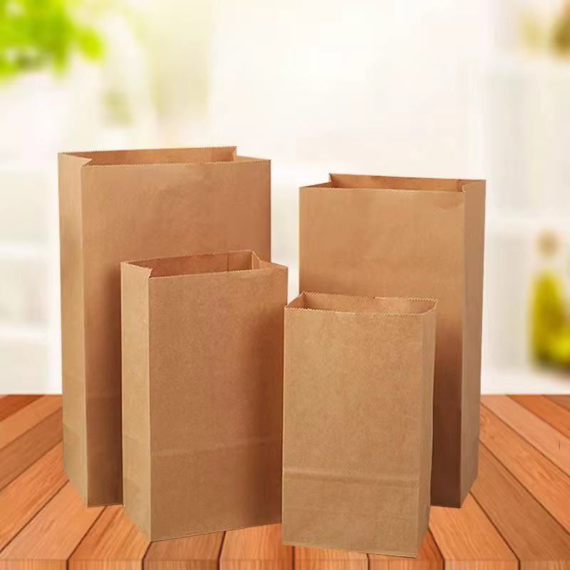 Sac en papier kraft de qualité alimentaire avec fond rigide pour la livraison de burgers, pains et p