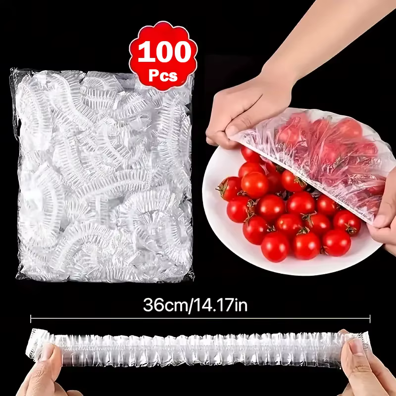 Couverture alimentaire jetable, 100 pièces, couverture intestinale Saran, sac en plastique de conser