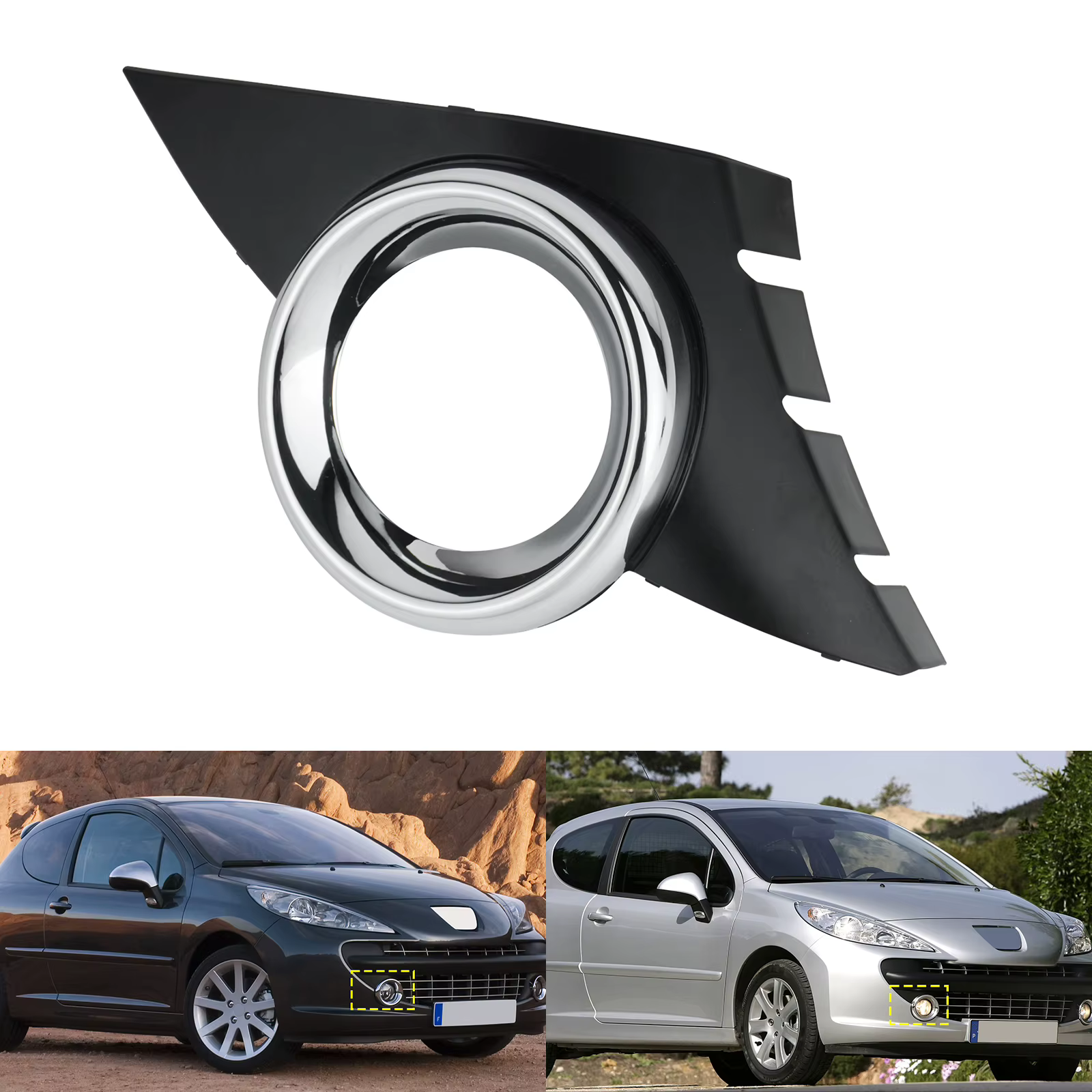 ANGRONG Grille inférieure de pare-chocs avant pour feux antibrouillard, côté droit, pour Peugeot 207