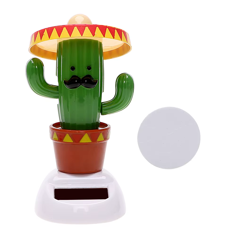 Ornements de voiture Cactus de dessin animé, accessoires de voiture, mignon, danse à énergie solaire