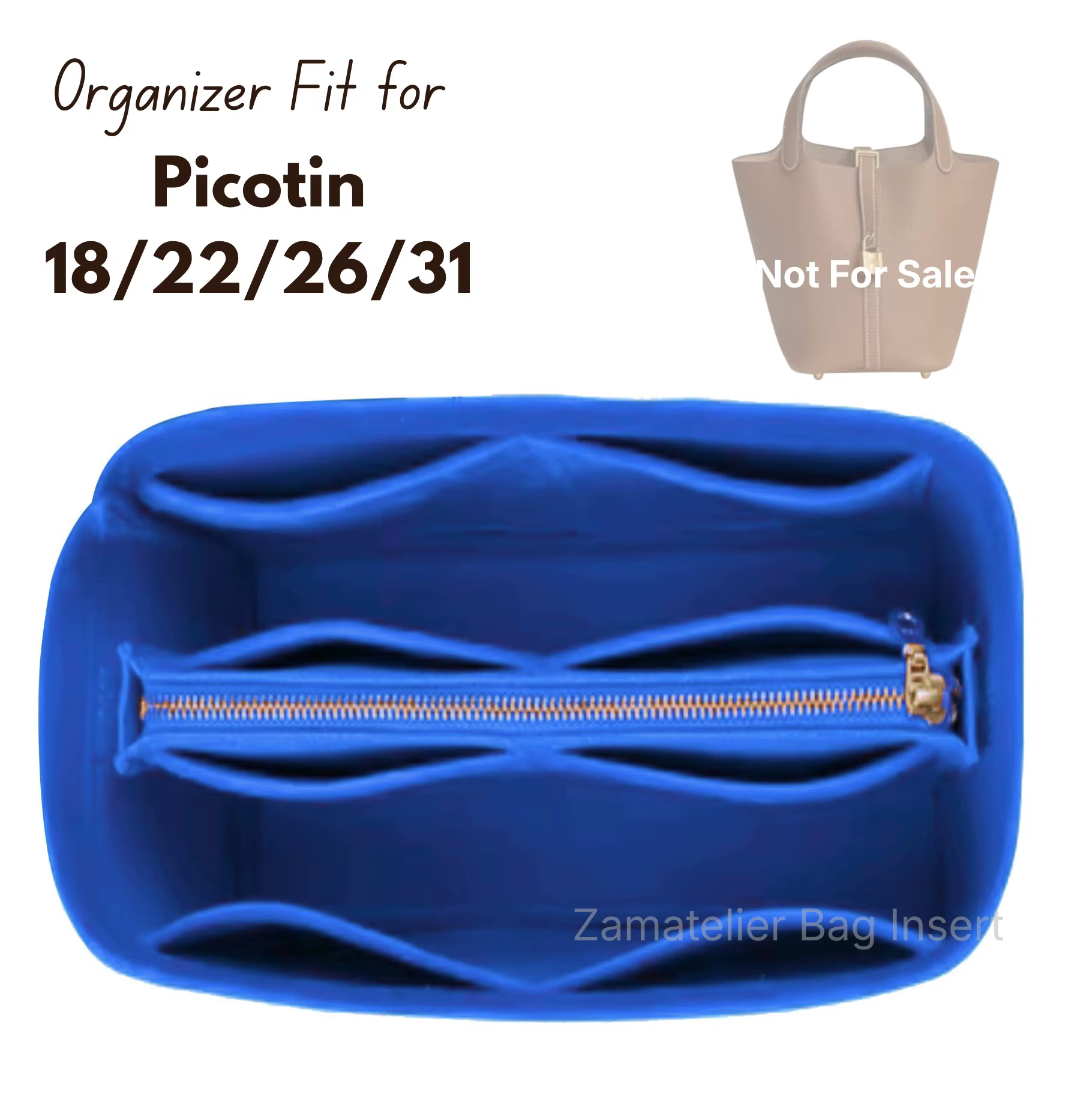 Organisateur de sac en feutre avec fermeture éclair et pochette centrale détachable