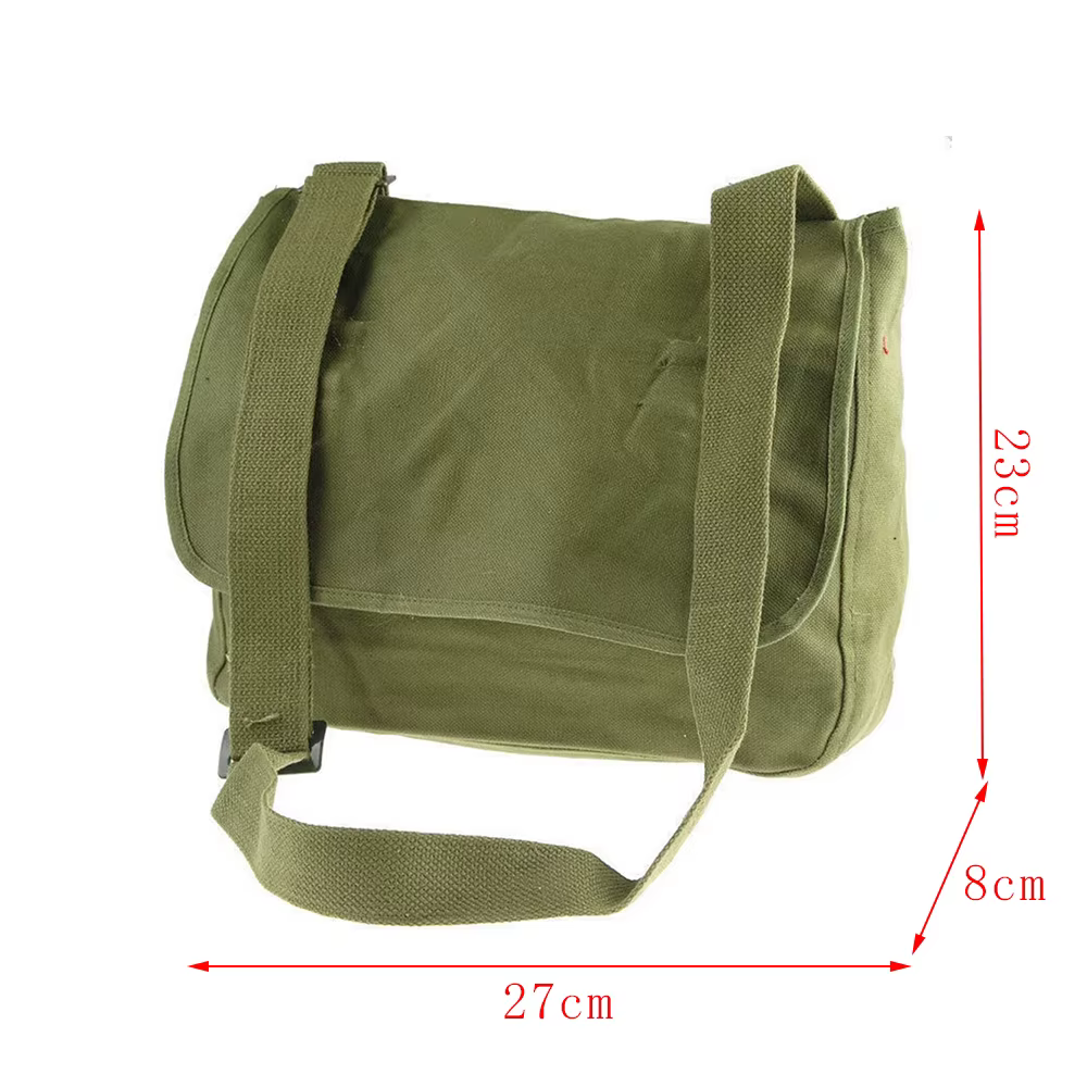 Sac en toile vintage à l'ancienne, sacoche militaire en poudre