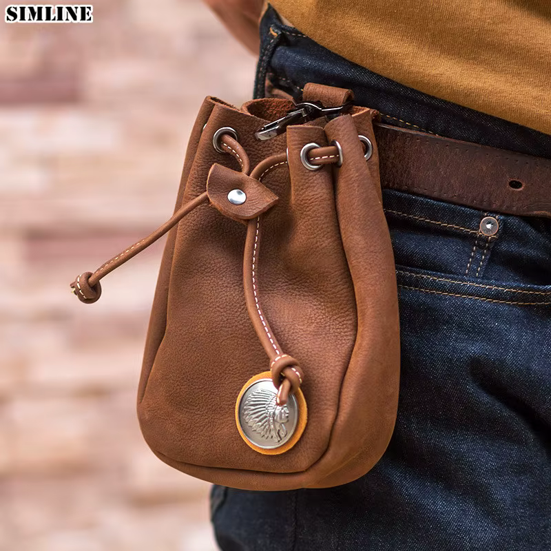 SIMLINE – sac de ceinture en cuir véritable pour hommes