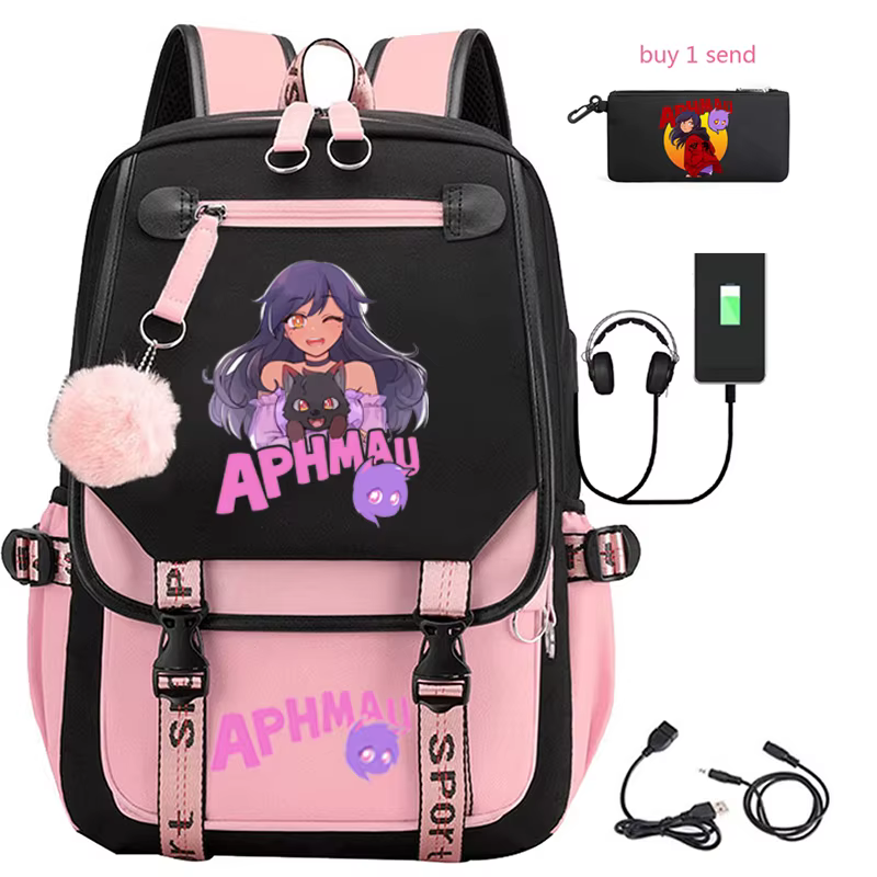 Aphmau-Sac d'école USB Anime SR pour homme