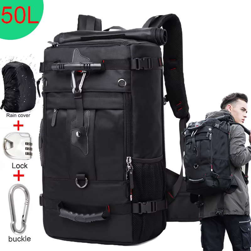 KAKA 50L étanche voyage sac à dos hommes femmes multifonction 17.3 sacs à dos d'ordinateur portable mâle extérieur sac à bagages mochilas meilleure qualité