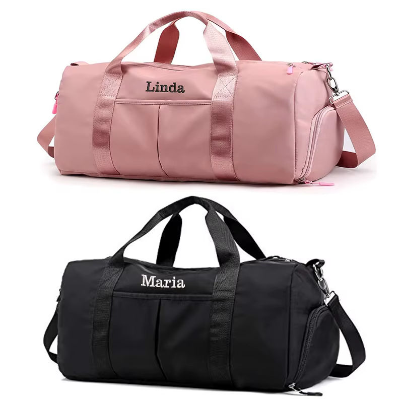 Sac de sport brodé personnalisé avec poches sèches et compartiment à chaussures