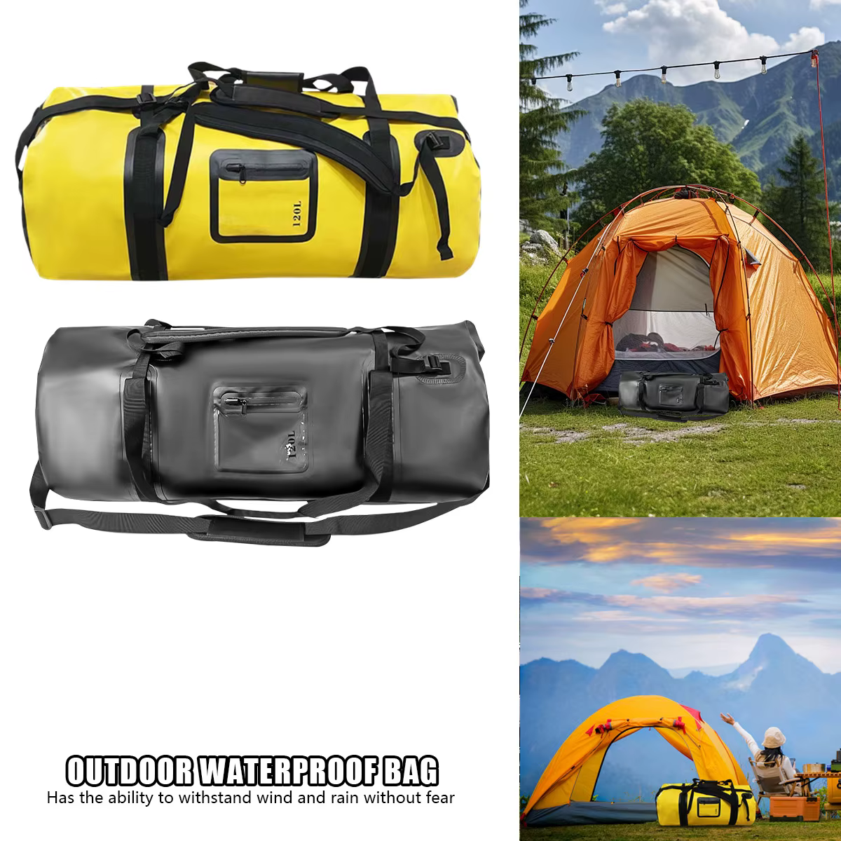 Sac de sport et de voyage étanche 120L pour activités de plein air