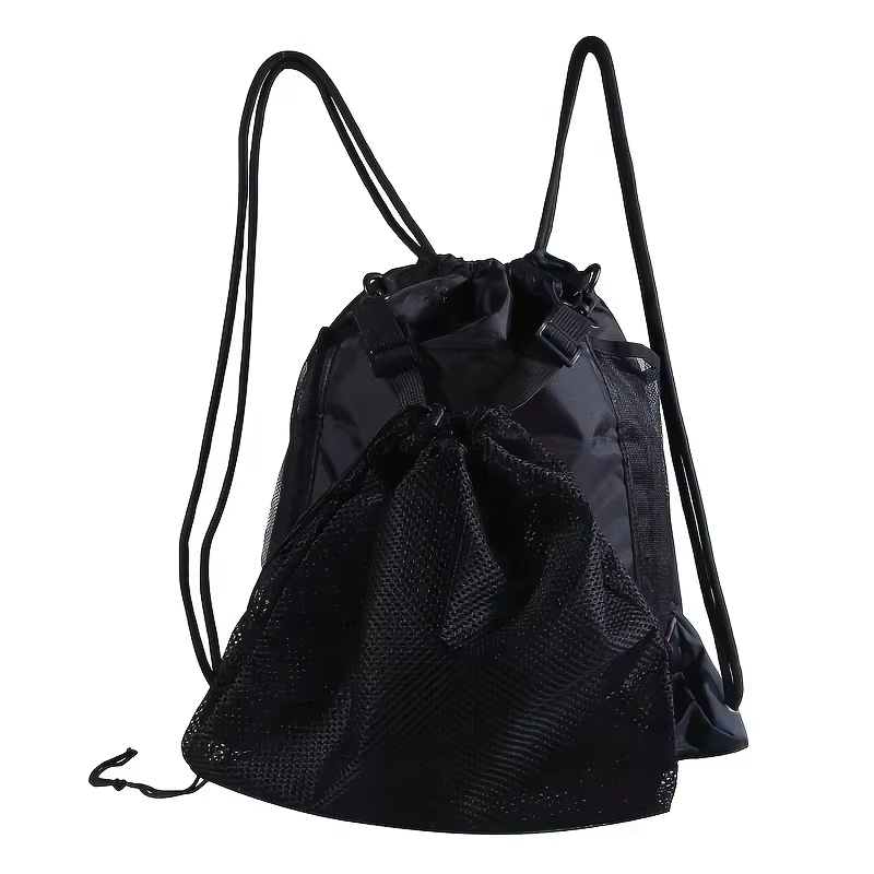 Sac à dos portable à cordon de serrage en maille pour ballons de basketball