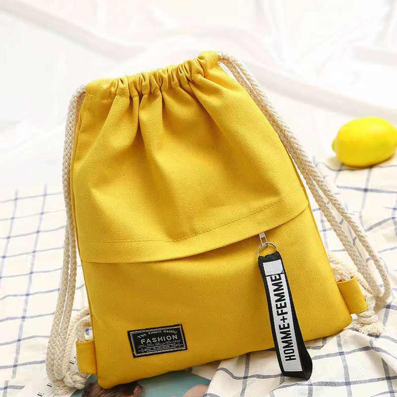 1 Pc toile sac d'école Double épaule cordon sac à dos