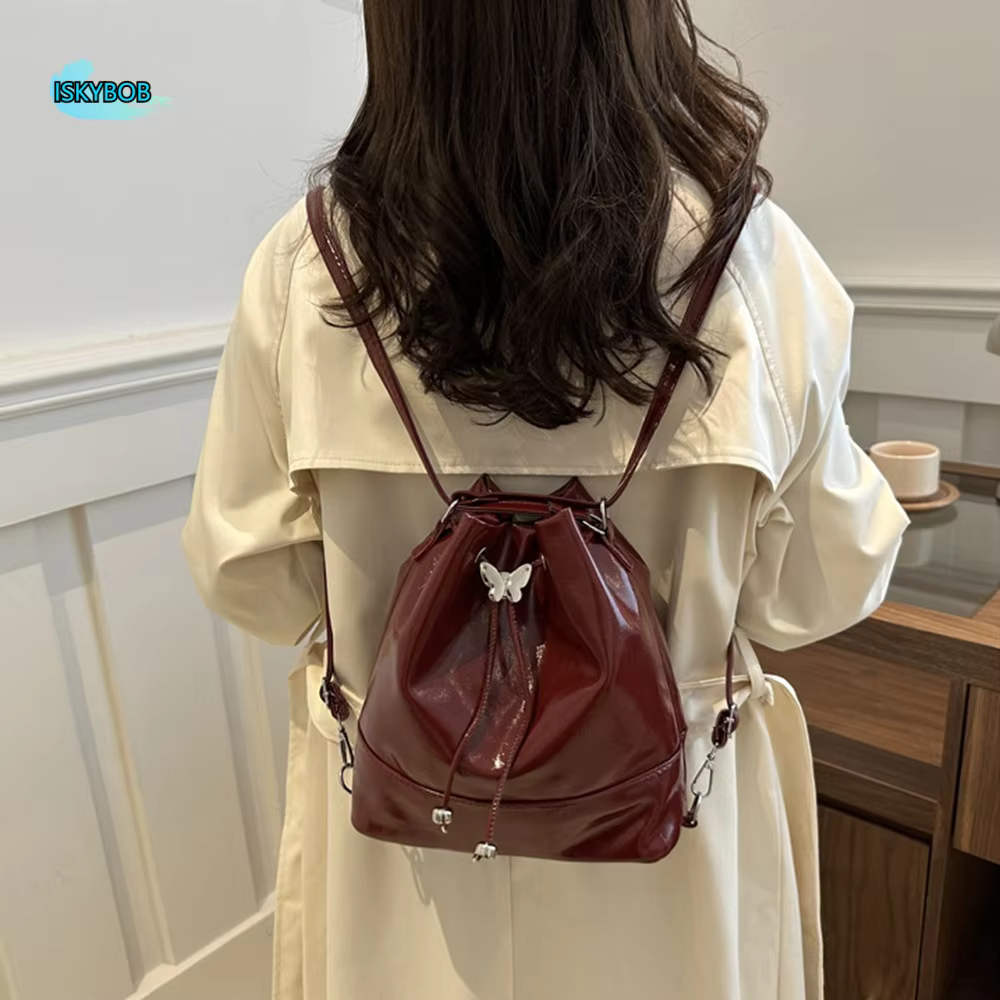 Sac à dos tendance style preppy en PU avec nœud