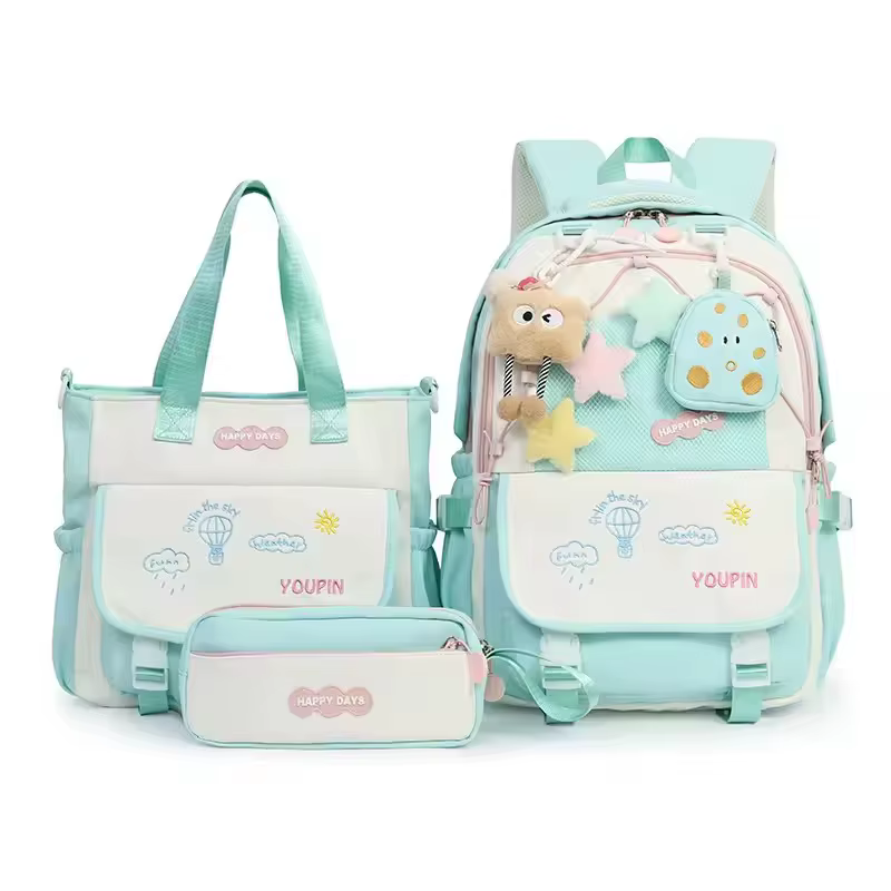 3 pièces/ensembles sacs d'école en Nylon pour adolescentes Kawaii femmes