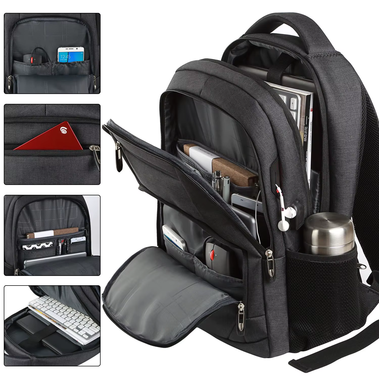 Sac à dos homme sac de voyage sac d'objectif d'appareil photo extérieur noir ergonomie pochette d'ordinateur grande capacité alpinisme sac à main étanche