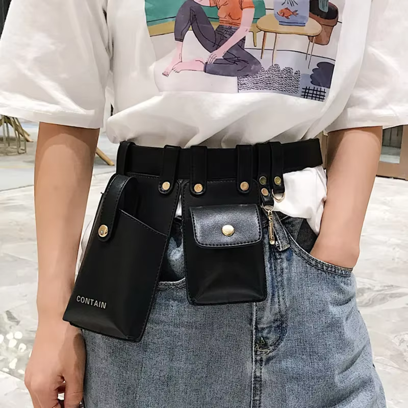 Femmes marque Fanny Pack mode cuir ceinture sac rein haute capacité taille sacs étanche multi-poches