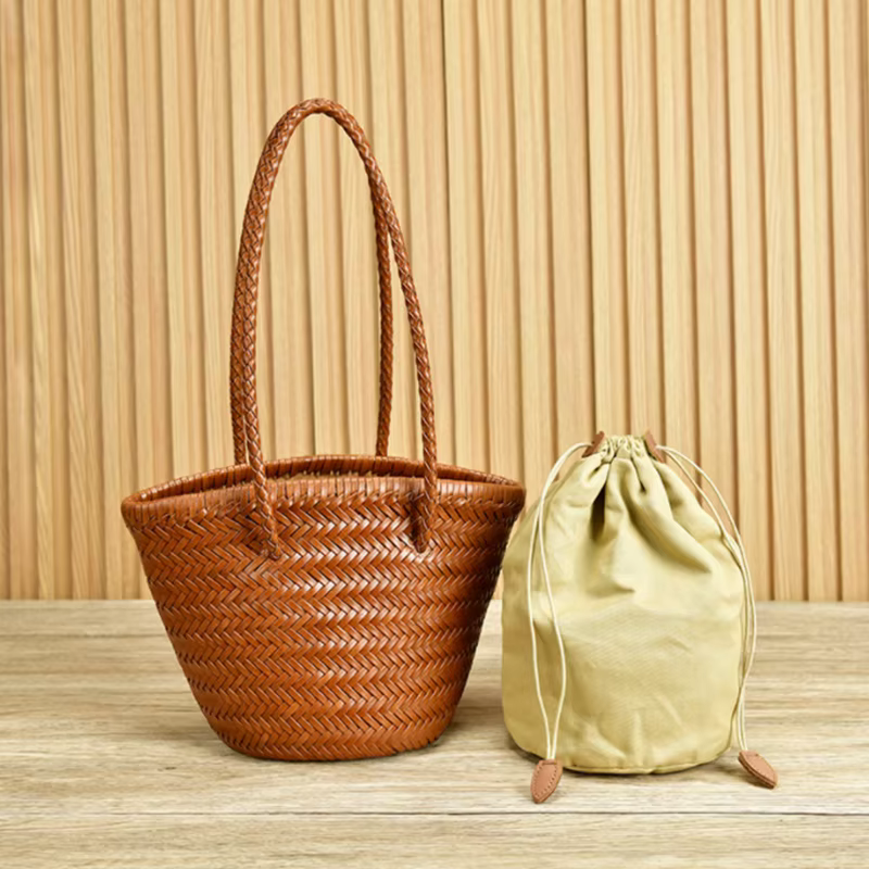 Sac seau en cuir vintage fait à la main, fourre-tout de plage de voyage