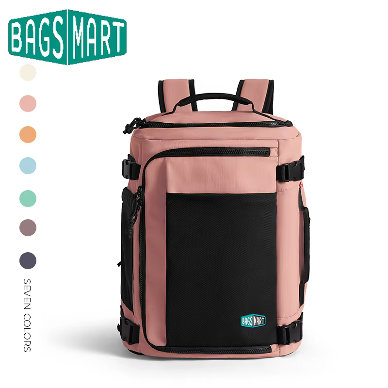 BAGSMART Sac à dos de voyage pour hommes et femmes avec compartiment à chaussures Sac à dos de compression pour avion Sac de cabine antivol étanche