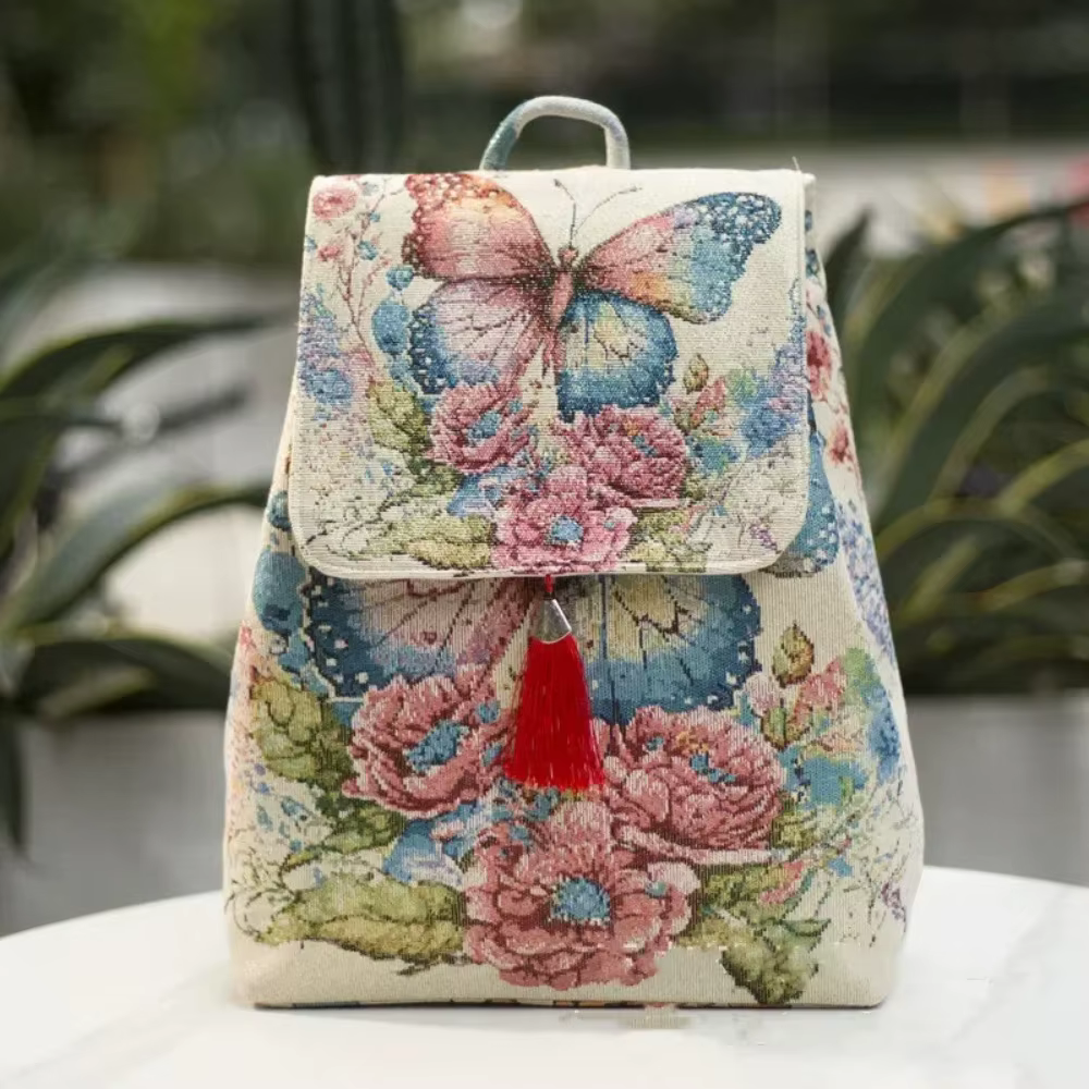 Sacs à dos brodés de style ethnique pour femmes