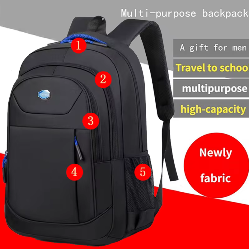 Sac à dos double épaule pour hommes et femmes – Couleur unie – Voyage d'affaires