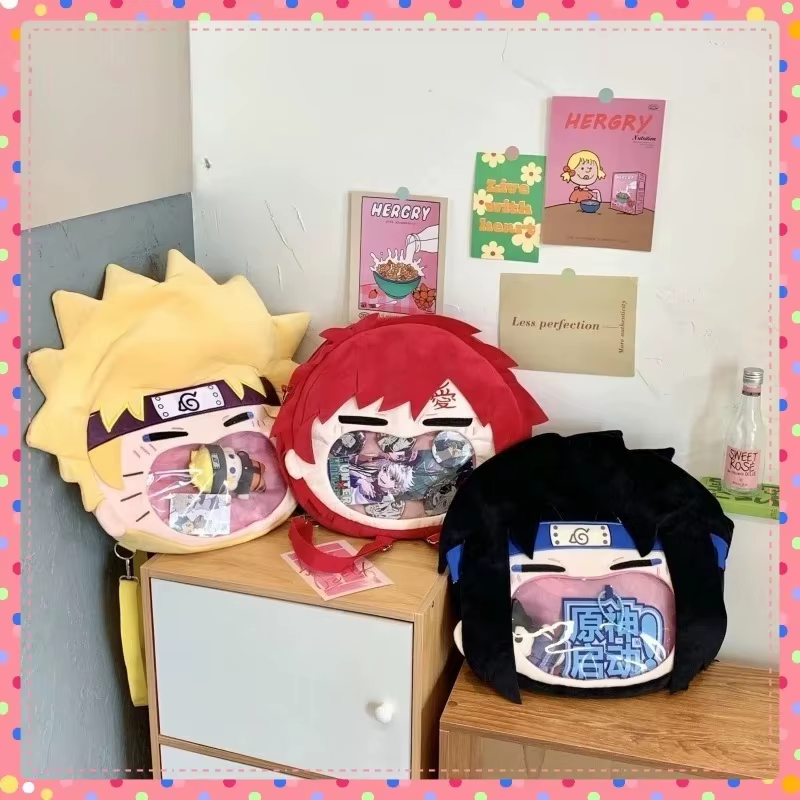 Sac Naruto Haruno Sakura sac à dos en peluche Itabag Gaara grande bouche sac à bandoulière Transparent Cosplay Badge affichage cadeaux de noël