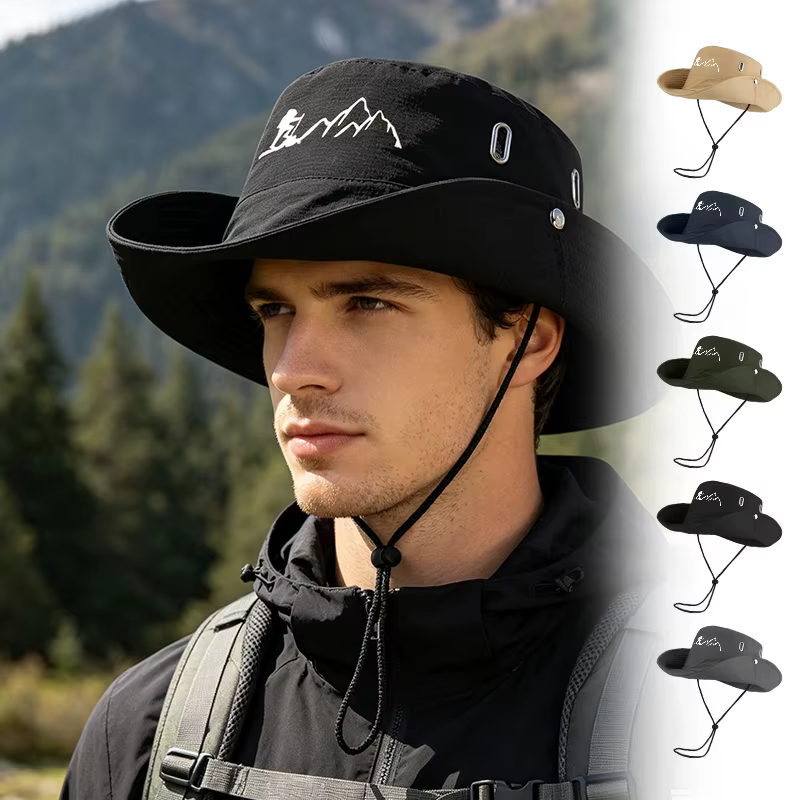 Chapeau de pêcheur imprimé Hiker and Mountain