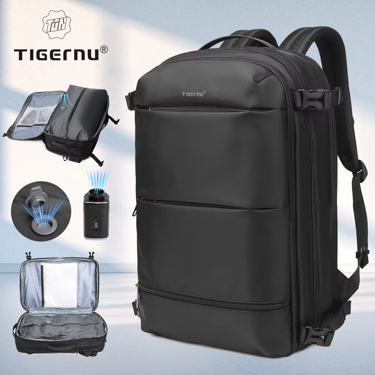 Sac à dos de compression sous vide Tigernu pour hommes
