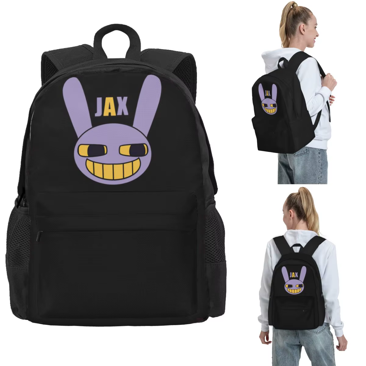 Jax avec nom (le incroyable cirque numérique) sacs à dos garçons filles Bookbag enfants