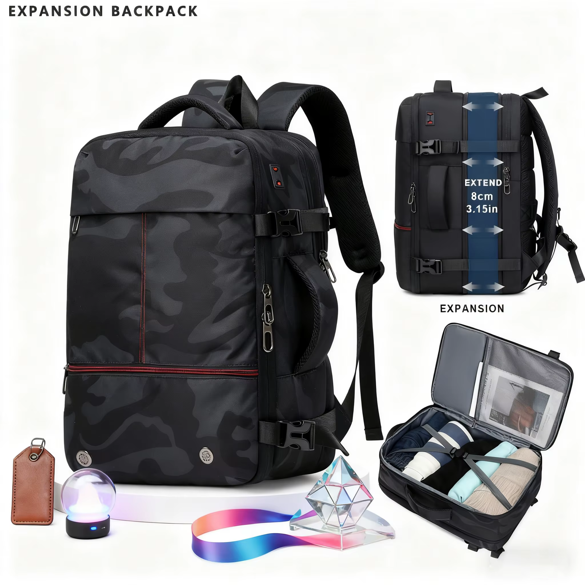 Sac à dos sous vide, sac à dos extensible de 60 litres avec compression