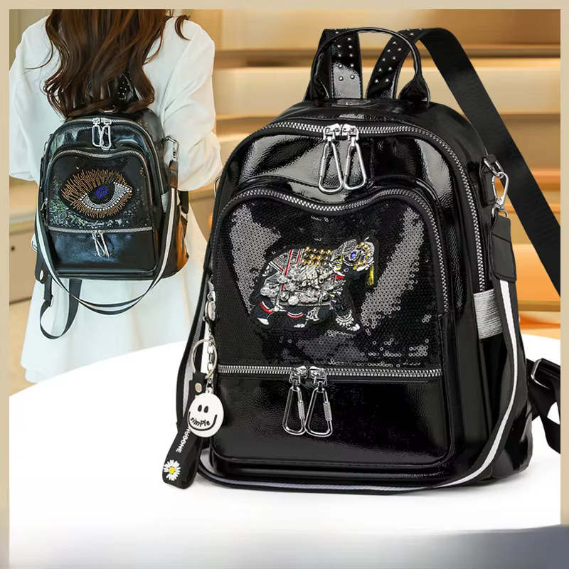 Sac à dos à paillettes grande capacité pour femme
