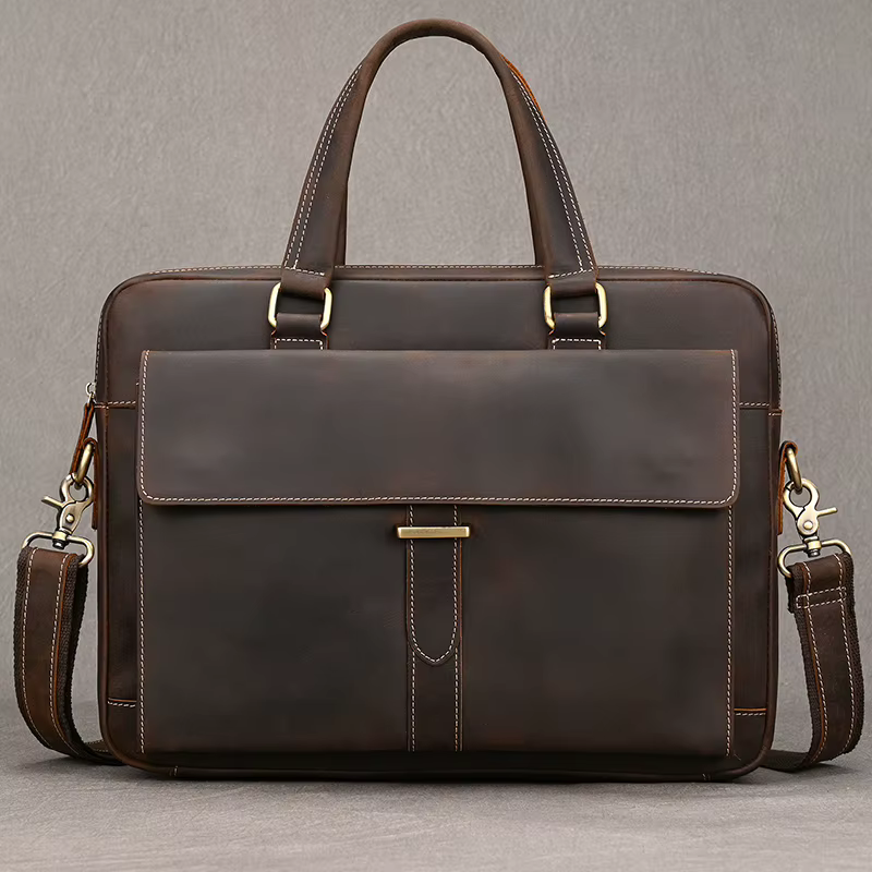 Porte-documents en cuir véritable pour hommes