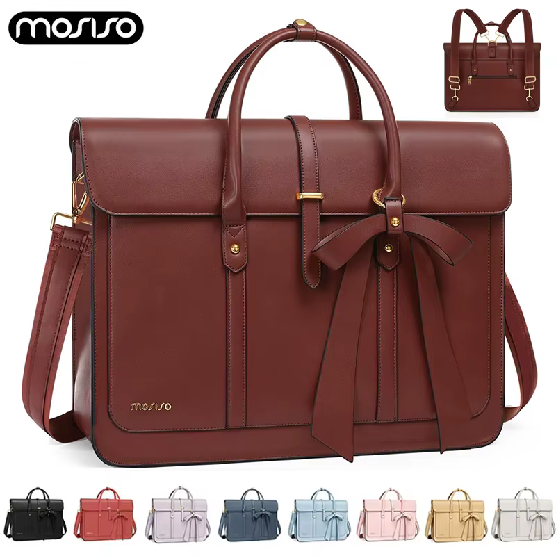 MOSISO sac fourre-tout pour femme pour MacBook 13 14 15 16 17.3 pouces ordinateur portable en cuir PU sac à bandoulière sac à dos sac à main double usage