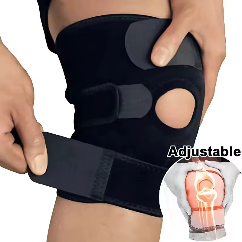 Genouillère réglable et respirante (sans stabilisateurs latéraux) – Pour l'entraînement physique et le soulagement de la douleur au genou