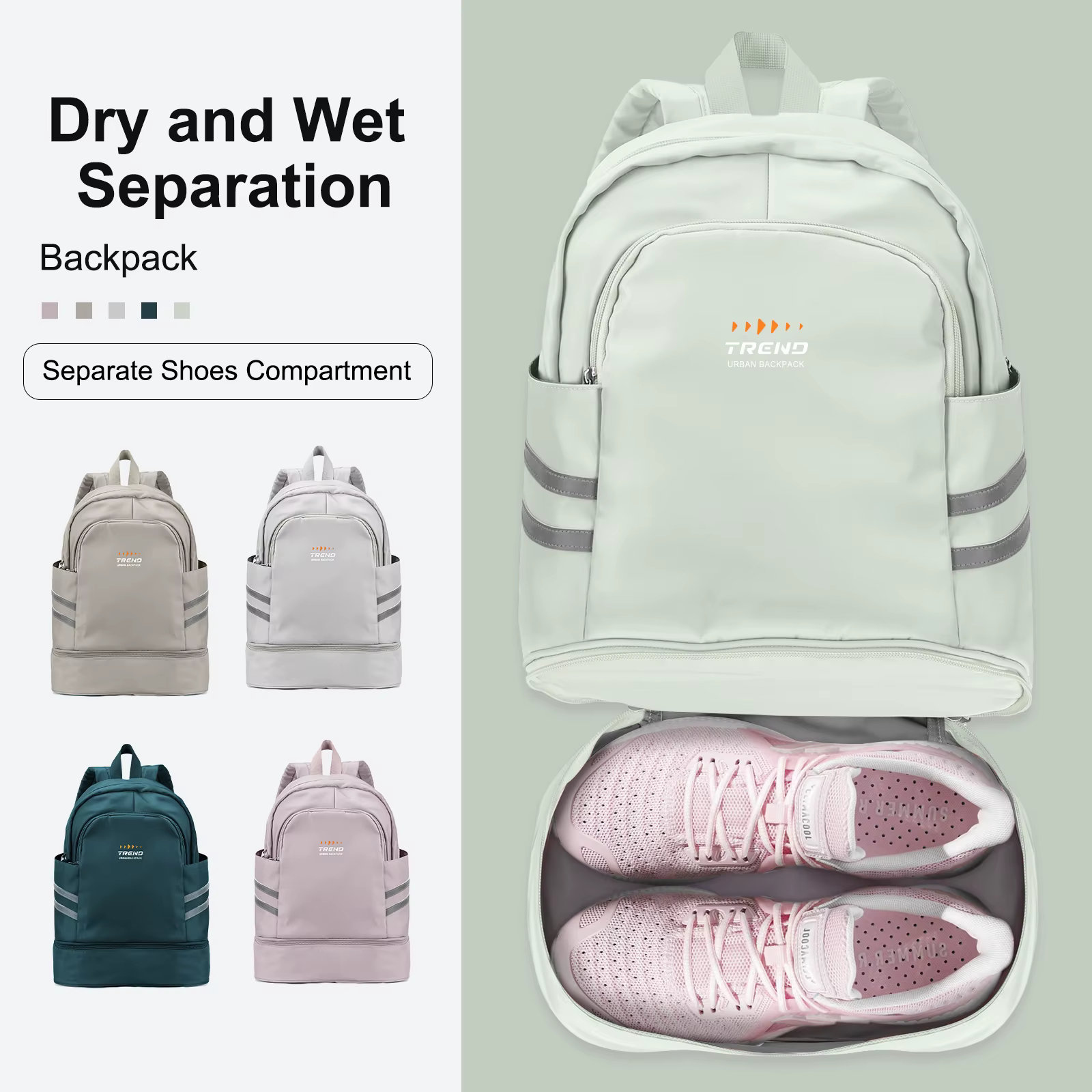 Sac à dos de gymnastique pour femmes avec compartiment à chaussures