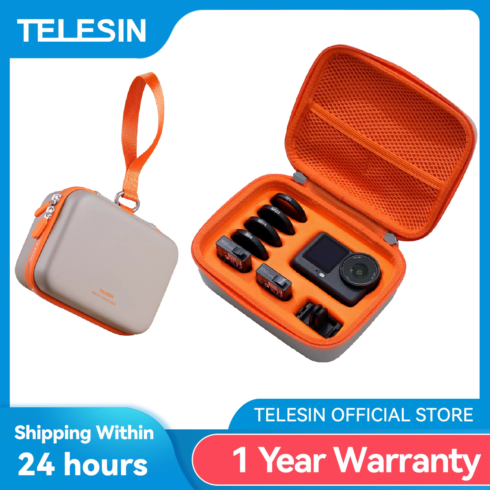 TELESIN DisAdv sac de rangement pour caméra d'action pour DJI Osmo Action 6 5pro 4 boîte sac de protection étanche
