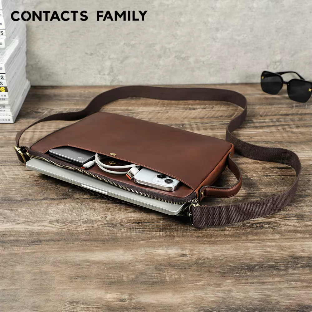 Sac pour ordinateur portable en cuir véritable pour hommes