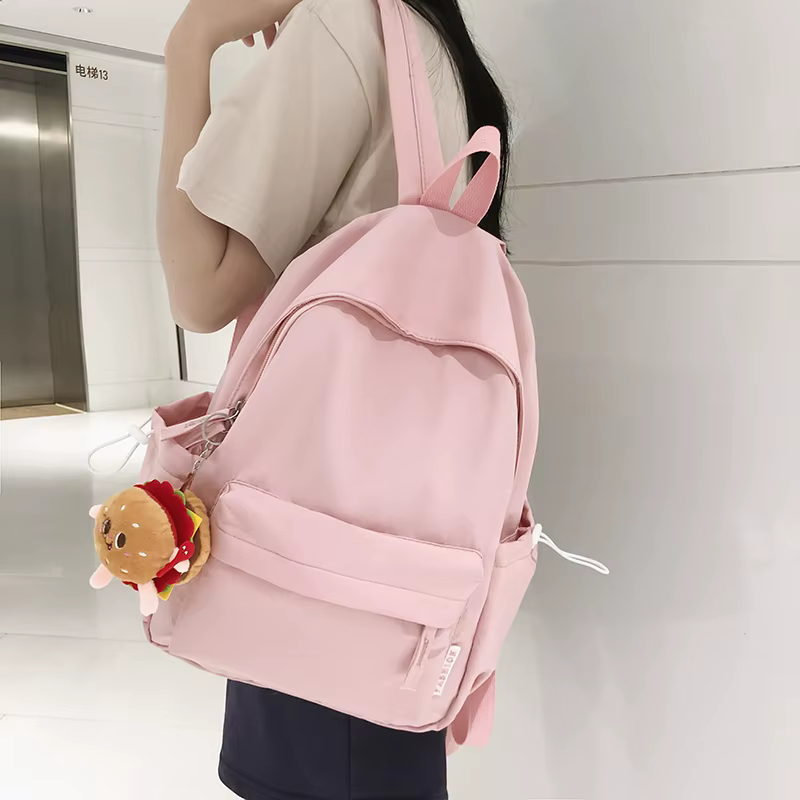 Cartable de mode pour adolescents imperméable à l'eau en Nylon filles sac à dos mignon femmes sac à dos pour ordinateur portable sac de voyage noir rose Bookbag unisexe