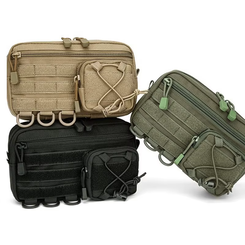 Pochette d'administration horizontale tactique Molle avec poche avant à cordon