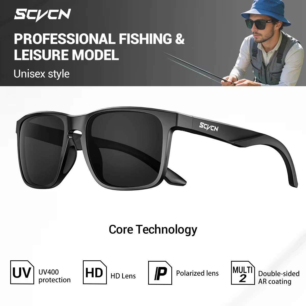 Lunettes de soleil polarisées SCVCN pour homme