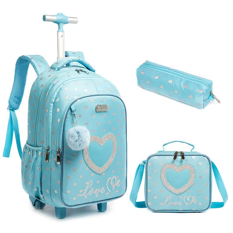 Ensemble de sac à dos à roulettes pour enfants avec boîte à lunch