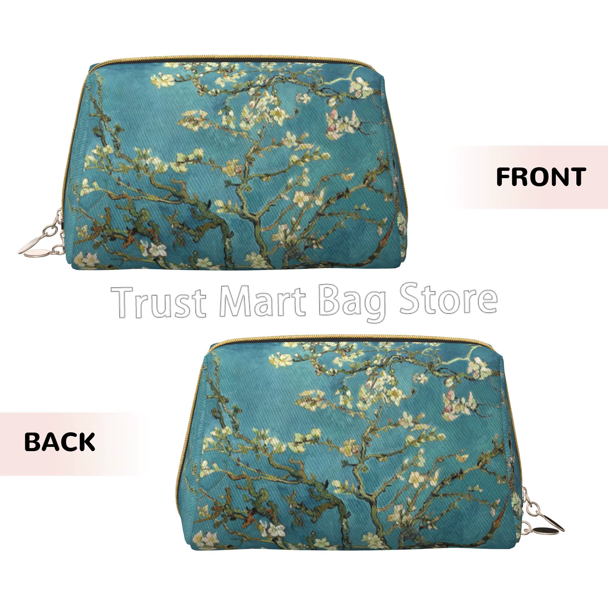 Vincent Van Gogh fleur d'amande grand sac de maquillage de voyage sacs à cosmétiques en cuir sac de rangement pour femmes pochette de toilette étanche