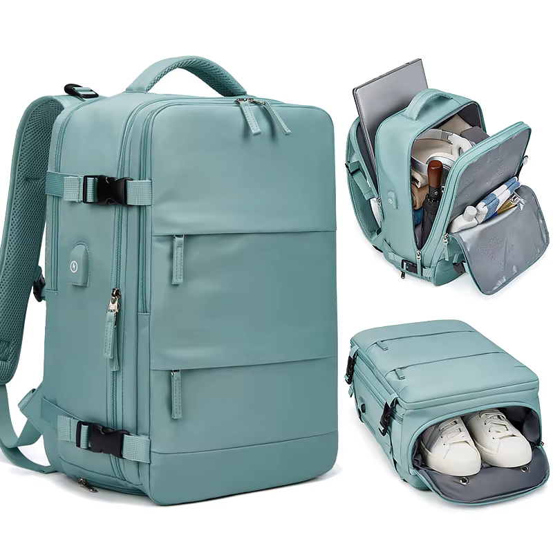 Femmes sac à dos pour ordinateur portable 15.6 pouces adolescente USB charge école sac à dos sac à chaussures indépendant voyage sac à dos en plein air sac à dos