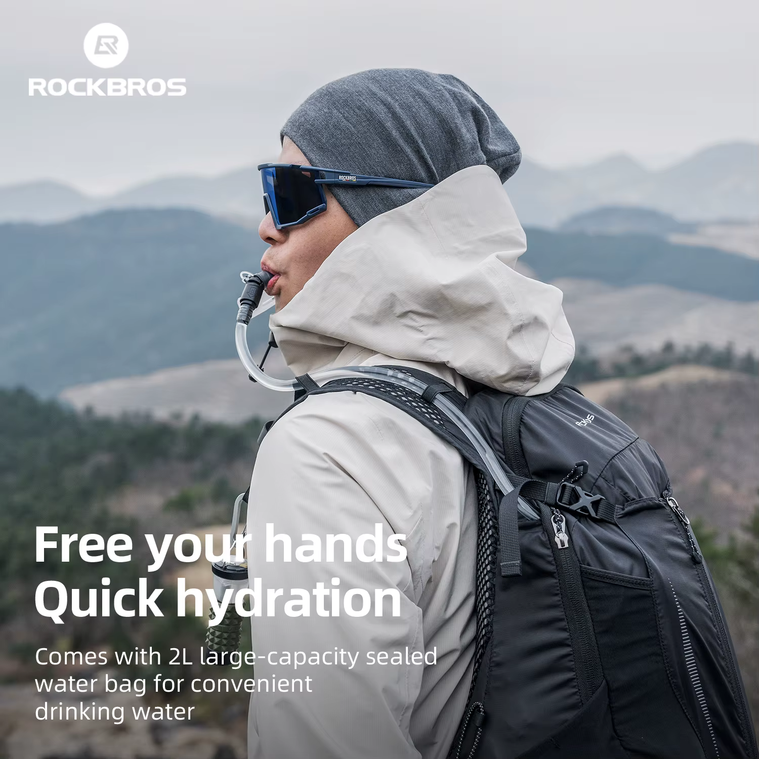 ROCKBROS Sac à dos léger extensible de grande capacité 19L sac à eau étanche à la pluie sac à dos de Trekking de randonnée de Sp