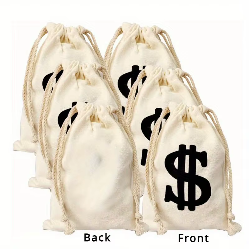 Sac d'argent en toile réutilisable avec cordon de serrage