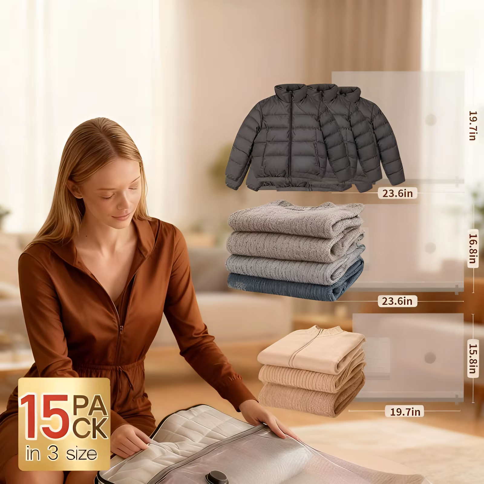 Ensemble de sacs de compression de voyage sans fil