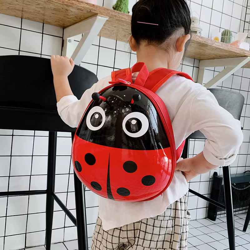 Sac à dos adorable en forme de coquille de coccinelle pour garçons et filles de maternelle