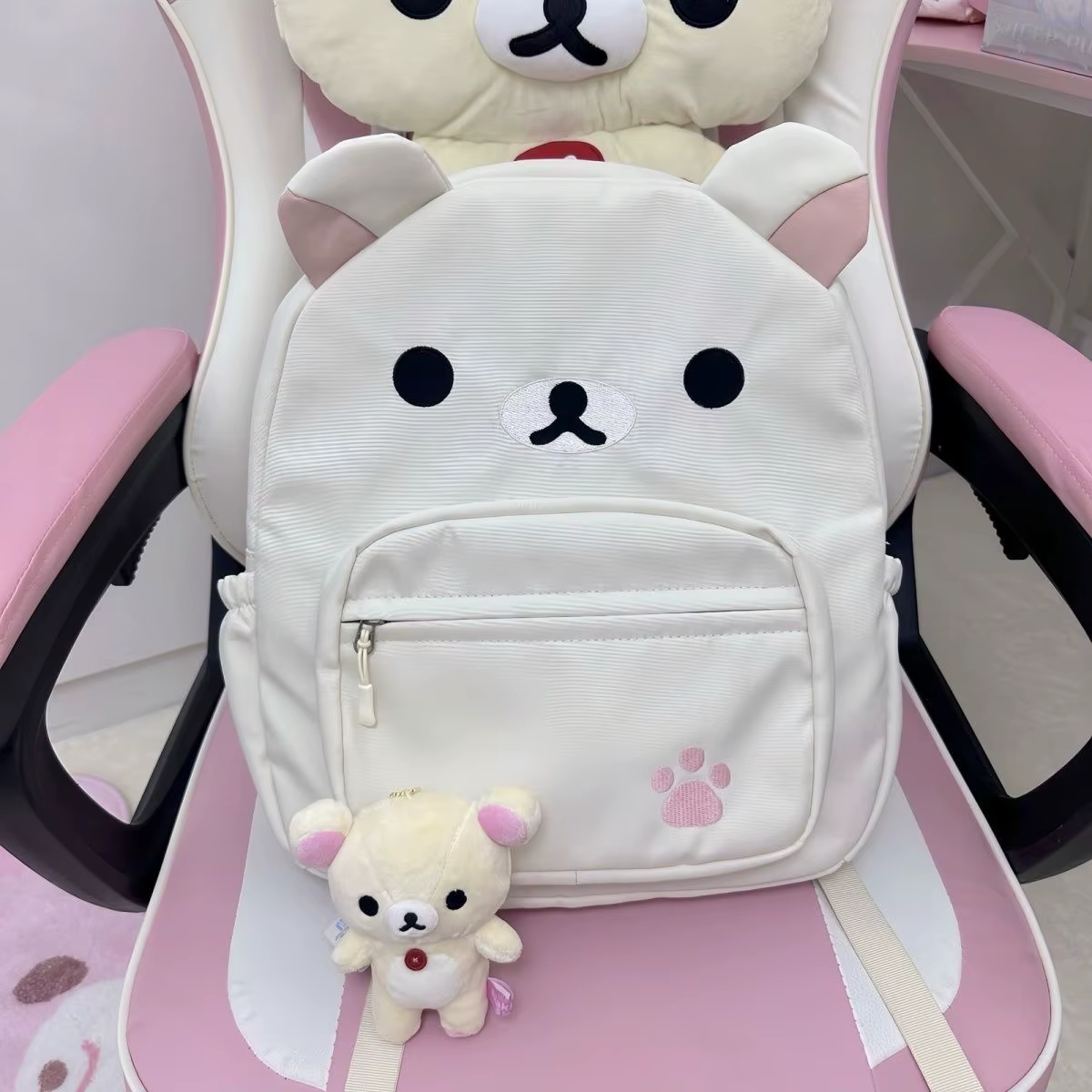 Dessin animé Rilakkumas sac à dos pour enfants Kawaii Korilakkuma broderie toile sac à dos grande capacité filles garçons étudiant sac d'école