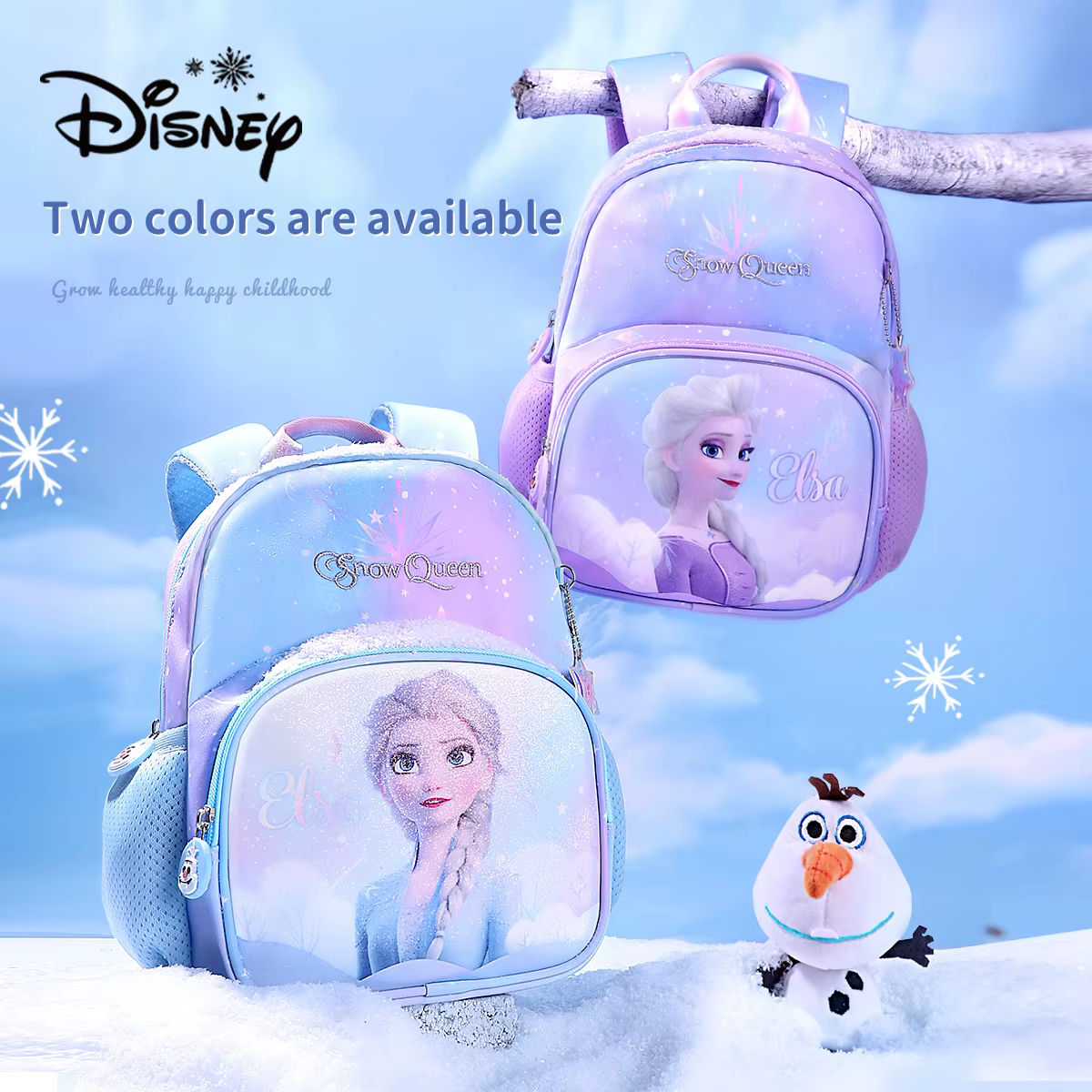 Sac à dos Disney pour tout-petits : sac à dos Frozen Princess Elsa pour petites filles – Sac d'école léger de grande capacité pour crèche